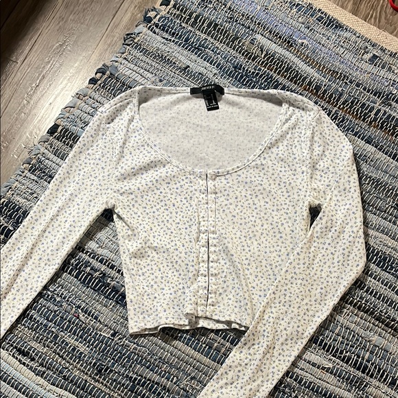 Forever 21 Gray Fitted Crop Blouse - Picture 1 of 2